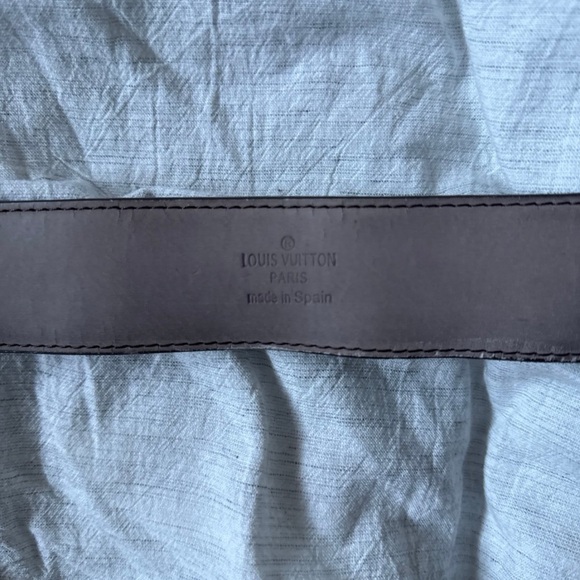 Louis Vuitton Black and Brown Monogram Belt with Gold Buckle - Picture 4 of 5